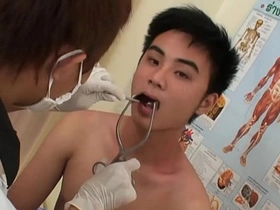 Kinky medical fetish leads to bareback twink sex and piss play