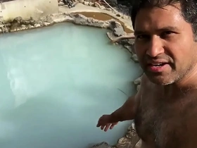 Bear gets wild at a Japanese rural hot spring