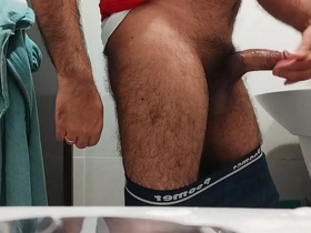 Asshole cumshot from a hairy and sweaty guy